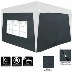 DEUBA Parois Latérales Pour Tonnelle POP-UP 3x6m Hydrofuge Fermeture éclair 300x200cm Pavillon Fenêtre Différentes Couleurs Jardin été Mur Côté Tonnelle Fête Anthracite -Pergola Soldes 19883814 5