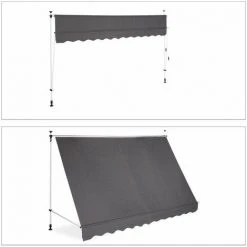 Bc-elec - HHYVA3012-ant Auvent Rétractable Manuel Store Banne Marquise Pour Patio & Terrasse 300x120cm Gris Antracite - Anthracite -Pergola Soldes 20084659 3