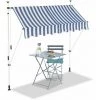 Bc-elec - HHYVA2012-Bluewhite Auvent Rétractable Manuel Store Banne Marquise Pour Patio & Terrasse 200x120cm Blanc Et Bleu - Blanc