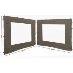 Quick-Star 2 Panneaux Latéraux Avec Fenêtre PE 250x190cm Beige-Gris Pour Gazebo 3x3m