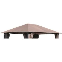 Quick-Star Toit De Remplacement Pour Gazebo De Jardin 3x4m Gris Beige