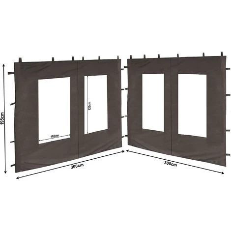 Quick-Star 2 Panneaux Latéraux En PE Avec Fenêtre 300x195cm Pour Pavillon 3x3m Paroi Latérale Anthracite RAL 7012 3 Quick-Star 2 Panneaux Latéraux En PE Avec Fenêtre 300x195cm Pour Pavillon 3x3m Paroi Latérale Anthracite RAL 7012