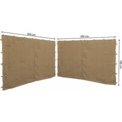 Quick-Star 2 Panneaux Latéraux Avec Zip 300x195cm Pour Pavillons 3x3m Paroi Latérale Beige RAL 1001