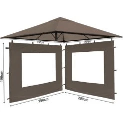 Quick-Star Ensemble De Toit De Remplacement Et 2 Pièces Latérales Pour Pavillon De Jardin 3x3m Beige-gris Antique Pavillon Couverture De Remplacement Couvercle Parois Latérales