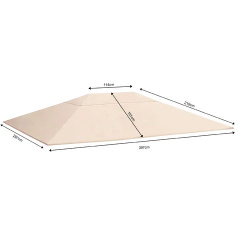 Quick-Star Ensemble Toit De Remplacement Et 2 Panneaux Latéraux Avec Fenêtre En PE Pour Gazebo De Jardin 3x4m Beige 4 Quick-Star Ensemble Toit De Remplacement Et 2 Panneaux Latéraux Avec Fenêtre En PE Pour Gazebo De Jardin 3x4m Beige – Image 2