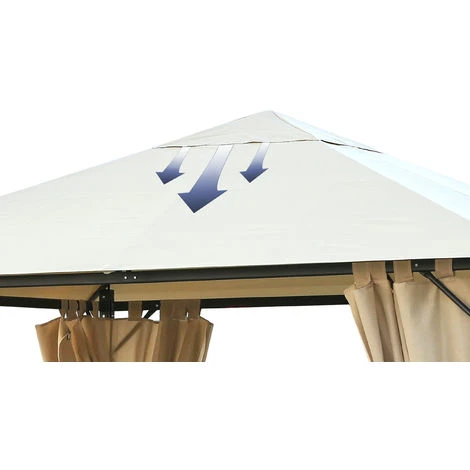 Quick-Star Ensemble Toit De Remplacement Et 2 Panneaux Latéraux Avec Fenêtre En PE Pour Gazebo De Jardin 3x4m Beige 5 Quick-Star Ensemble Toit De Remplacement Et 2 Panneaux Latéraux Avec Fenêtre En PE Pour Gazebo De Jardin 3x4m Beige – Image 3