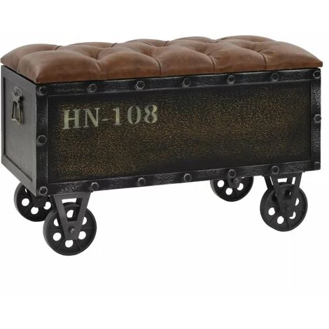 YOUTHUP Banc De Rangement Bois Massif Et Similicuir 80,5x41x50 Cm - Brun 3 YOUTHUP Banc De Rangement Bois Massif Et Similicuir 80,5x41x50 Cm - Brun