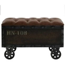 YOUTHUP Banc De Rangement Bois Massif Et Similicuir 80,5x41x50 Cm - Brun 10 YOUTHUP Banc De Rangement Bois Massif Et Similicuir 80,5x41x50 Cm - Brun -Pergola Soldes 20448616 4