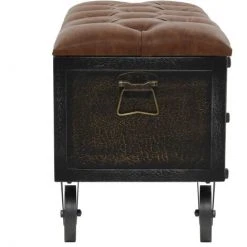 YOUTHUP Banc De Rangement Bois Massif Et Similicuir 80,5x41x50 Cm - Brun 11 YOUTHUP Banc De Rangement Bois Massif Et Similicuir 80,5x41x50 Cm - Brun -Pergola Soldes 20448616 5