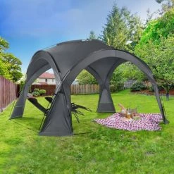 IDMARKET Tente Dôme Gris Anthracite 3,5 M Avec LED - Gris -Pergola Soldes 20480287 4
