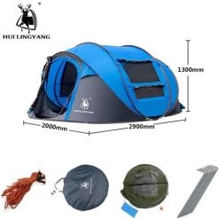 KINGSO 3-4 Personne Automatique Pop Up Tente étanche Portable Camping En Plein Air Randonnée -Pergola Soldes 20613777 3