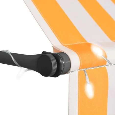 ASUPERMALL Auvent Manuel Retractable Avec LED 200 Cm Blanc Et Orange 5 ASUPERMALL Auvent Manuel Retractable Avec LED 200 Cm Blanc Et Orange – Image 3