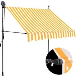 ASUPERMALL Auvent Manuel Retractable Avec LED 200 Cm Blanc Et Orange 11 ASUPERMALL Auvent Manuel Retractable Avec LED 200 Cm Blanc Et Orange -Pergola Soldes 20850108 5