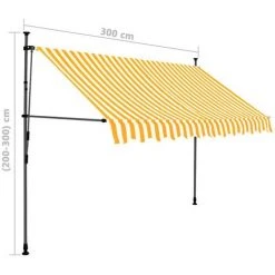 ASUPERMALL Auvent Manuel Retractable Avec LED 300 Cm Blanc Et Orange -Pergola Soldes 20850125 4