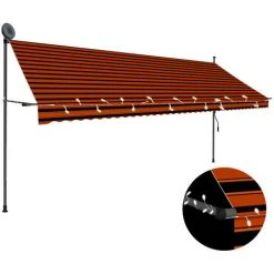 ASUPERMALL Auvent Manuel Retractable Avec LED 400 Cm Orange Et Marron -Pergola Soldes 20850193 3