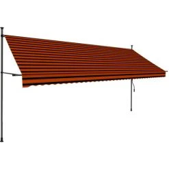 ASUPERMALL Auvent Manuel Retractable Avec LED 400 Cm Orange Et Marron -Pergola Soldes 20850193 5