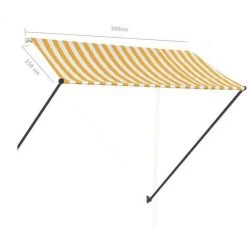 ASUPERMALL Auvent Retractable Avec LED 300x150 Cm Jaune Et Blanc -Pergola Soldes 20850260 4