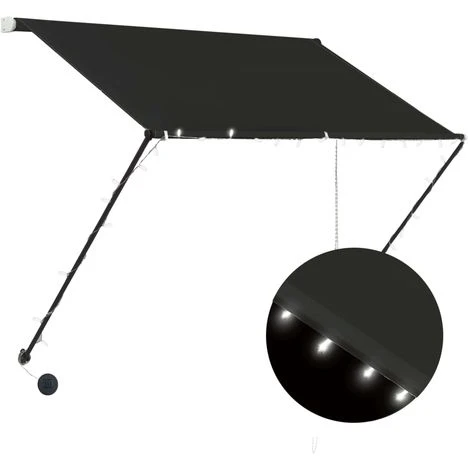 ASUPERMALL Auvent Retractable Avec LED 100x150 Cm Anthracite 3 ASUPERMALL Auvent Retractable Avec LED 100x150 Cm Anthracite