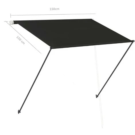 ASUPERMALL Auvent Retractable Avec LED 150x150 Cm Anthracite 4 ASUPERMALL Auvent Retractable Avec LED 150x150 Cm Anthracite – Image 2