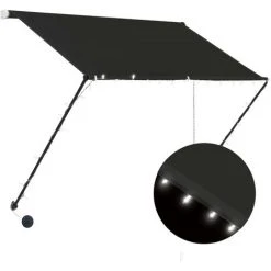 ASUPERMALL Auvent Retractable Avec LED 150x150 Cm Anthracite 9 ASUPERMALL Auvent Retractable Avec LED 150x150 Cm Anthracite -Pergola Soldes 20850267 3
