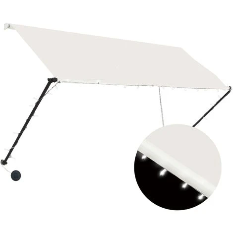 ASUPERMALL Auvent Retractable Avec LED 250x150 Cm Creme 3 ASUPERMALL Auvent Retractable Avec LED 250x150 Cm Creme