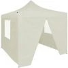 ASUPERMALL Tente De Reception Pliable Avec 4 Parois 2x2 M Acier Creme
