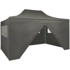 ASUPERMALL Tente De Reception Pliable Avec 4 Parois 3x4 M Acier Anthracite