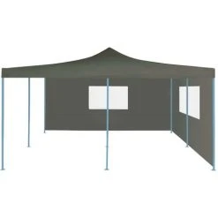 ASUPERMALL Belvedere Pliable Avec 2 Parois 5x5 M Anthracite -Pergola Soldes 20854114 3