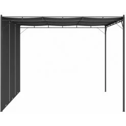 VidaXL Belvédère De Jardin Avec Rideau Latéral 3x3x2,25 M Anthracite - Anthracite -Pergola Soldes 21304302 3