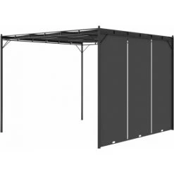 VidaXL Belvédère De Jardin Avec Rideau Latéral 3x3x2,25 M Anthracite - Anthracite -Pergola Soldes 21304302 4