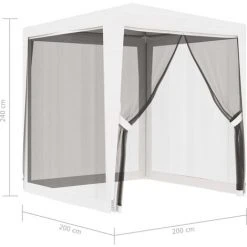 ASUPERMALL Tente De Reception Avec 4 Parois Laterales En Maille 2x2m Blanc -Pergola Soldes 21376486 4
