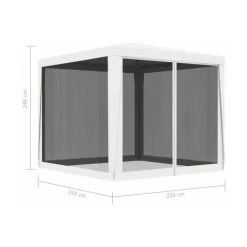 ASUPERMALL Tente De Reception 4 Parois Laterales En Maille 2,5x2,5 M Blanc -Pergola Soldes 21502181 4
