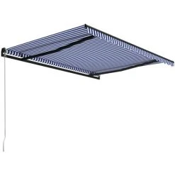 VidaXL Auvent Manuel Rétractable 450x300 Cm Bleu Et Blanc - Bleu -Pergola Soldes 21676479 3