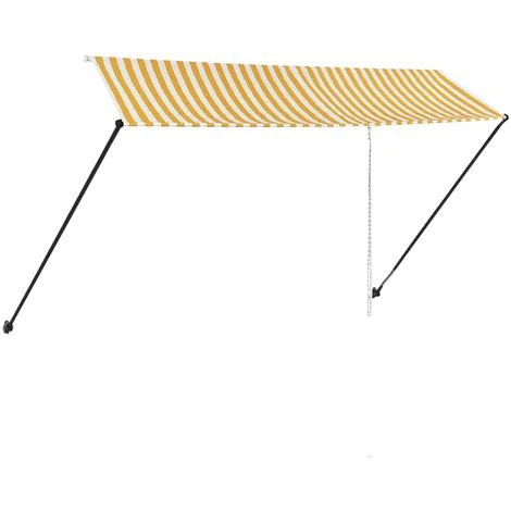 ASUPERMALL Auvent Retractable Avec LED 350x150 Cm Jaune Et Blanc 4 ASUPERMALL Auvent Retractable Avec LED 350x150 Cm Jaune Et Blanc – Image 2