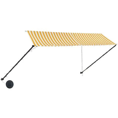 ASUPERMALL Auvent Retractable Avec LED 350x150 Cm Jaune Et Blanc 5 ASUPERMALL Auvent Retractable Avec LED 350x150 Cm Jaune Et Blanc – Image 3