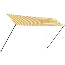 ASUPERMALL Auvent Retractable Avec LED 400x150 Cm Jaune Et Blanc -Pergola Soldes 22620578 4