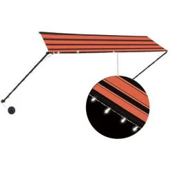 ASUPERMALL Auvent Retractable Avec LED 350x150 Cm Orange Et Marron