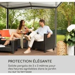 Blumfeldt Pantheon Solid Sky Flat Pergola Auvent 3x3m Polycarbonate Gris -Pergola Soldes 22845468 2