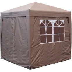 Quick-Star Gazebo Pop-Up 2,5 X 2,5 M Beige Avec Repose-pieds Et 4 Parois Latérales Easy Fastening Avec 2 Fermetures à Glissière -Pergola Soldes 22918142 3