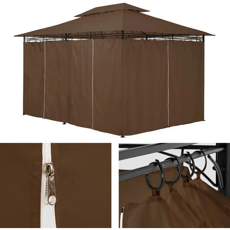 TECTAKE Tonnelle Emine 4 X 3 M - Pergola Jardin, Tonnelle De Jardin, Tente Jardin - Marron 4 TECTAKE Tonnelle Emine 4 X 3 M - Pergola Jardin, Tonnelle De Jardin, Tente Jardin - Marron – Image 2