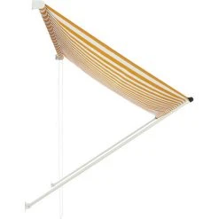 Topdeal Auvent Rétractable 200x150 Cm Jaune Et Blanc 9 Topdeal Auvent Rétractable 200x150 Cm Jaune Et Blanc -Pergola Soldes 22975466 3