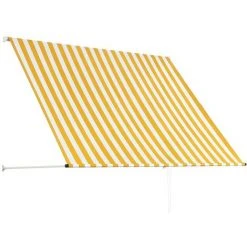 Topdeal Auvent Rétractable 200x150 Cm Jaune Et Blanc 10 Topdeal Auvent Rétractable 200x150 Cm Jaune Et Blanc -Pergola Soldes 22975466 4