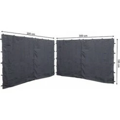 Quick-Star 2 Panneaux Latéraux Avec Fermeture éclair 300x195cm Pour Gazebo 3x3m Pavilion Sidewall Anthracite RAL 7012