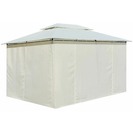 ASUPERMALL Tonnelle Avec Rideaux 4 X 3 M Blanc 6 ASUPERMALL Tonnelle Avec Rideaux 4 X 3 M Blanc – Image 4