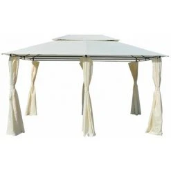 ASUPERMALL Tonnelle Avec Rideaux 4 X 3 M Blanc 11 ASUPERMALL Tonnelle Avec Rideaux 4 X 3 M Blanc -Pergola Soldes 23186881 5