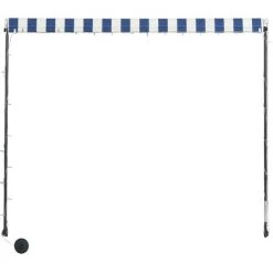 ASUPERMALL Auvent Retractable Avec LED 350x150 Cm Bleu Et Blanc -Pergola Soldes 23513189 4