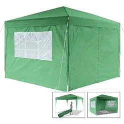 BETTER MAISON Tonelle De Jardin/Tente De Réception Pliante Auvent Avec Sac De Transport 300 X 300 X 260 Cm - Vert - Vert -Pergola Soldes 23523696 4