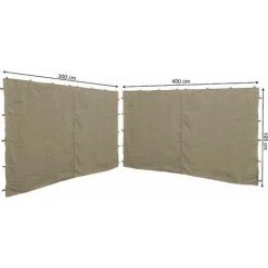 Quick-Star 2 Panneaux Latéraux Avec Zip 400/300x197cm Pour Pavillons 3x4m Paroi Latérale Beige RAL 1001