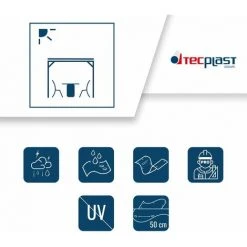 TECPLAST Bâche Pergola 2x3 M 250PR Verte Et Marron - Haute Performance - Toile Pergola Ou Tonnelle étanche Pour Terrasse - Bicolore : Verte Et Marron -Pergola Soldes 23711040 3