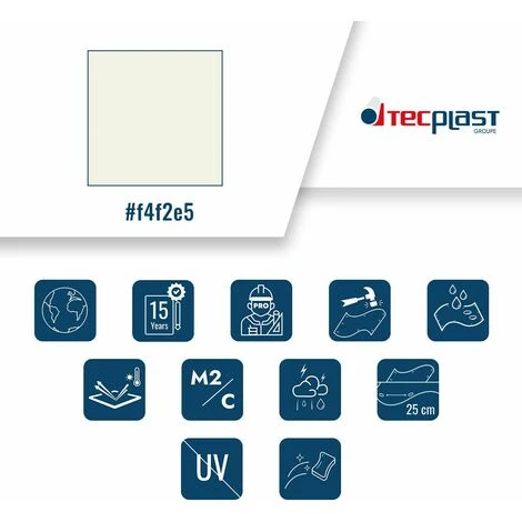 TECPLAST Toile Pergola Blanche 2x3 M Effet Anti-Chaleur 680PR2 - Qualité 15 Ans - Bâche Pergola étanche - Made In France - Blanche 5 TECPLAST Toile Pergola Blanche 2x3 M Effet Anti-Chaleur 680PR2 - Qualité 15 Ans - Bâche Pergola étanche - Made In France - Blanche – Image 3